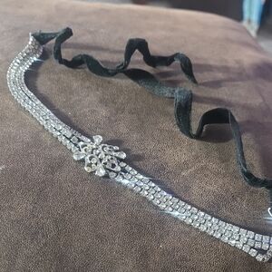 Elegant Silver Crystal Choker Necklace